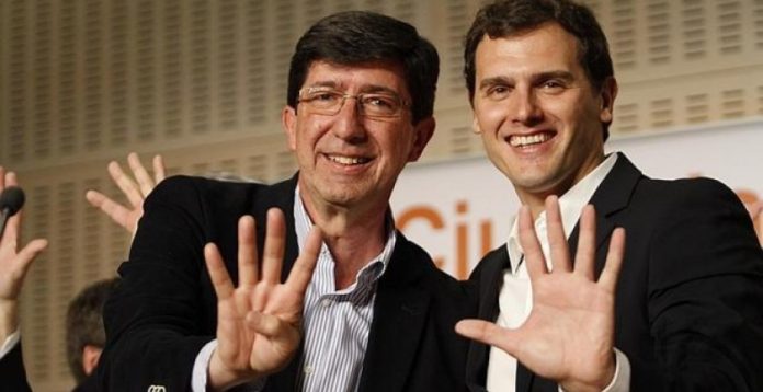 Juan Marín junto a Albert Rivera tras las elecciones andaluzas