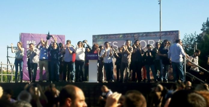 Último acto antes del comienzo de la jornada de reflexión en el que Monedero se convirtió en protagonista