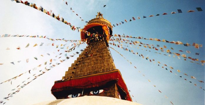 Boudhanath, lugar sagrado en Katmandú, Nepal. 