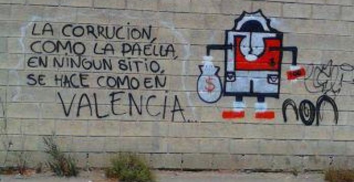 Pintada sobre la corrupción en Valencia.