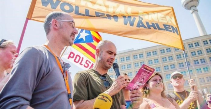 Guardiola durante un acto independentista