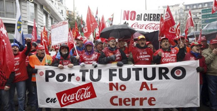 Trabajadores de Coca-Cola en una de sus manifestaciones.