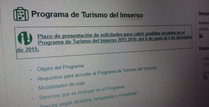 Mundiplan ve irregularidades en el concurso de viajes del Imserso y quiere revocar la adjudicación. 