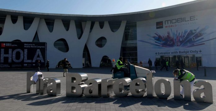 Entrada del Mobile World Congress, en la Fira de Barcelona.