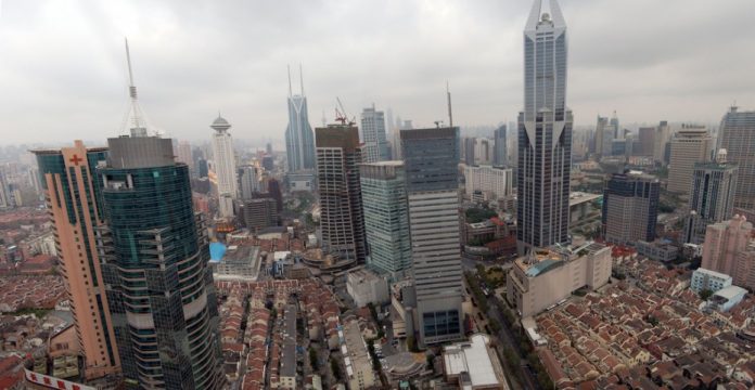 Vista aérea de la ciudad china de Shanghai.