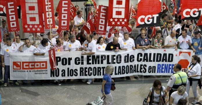 Manifestación de trabajadores de Renfe