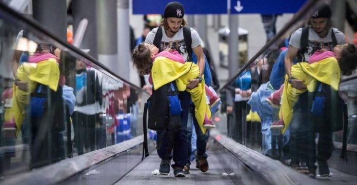 Llegada de refugiados al aeropuerto de Düsseldorf