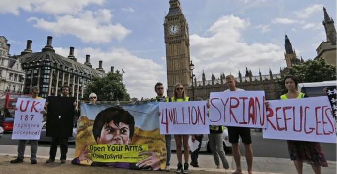 Manifestación en Londres en apoyo a los refugiados sirios