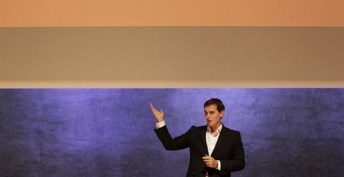 Albert Rivera, durante la presentación de las propuestas de C's en el Auditorio AXA de Barcelona.