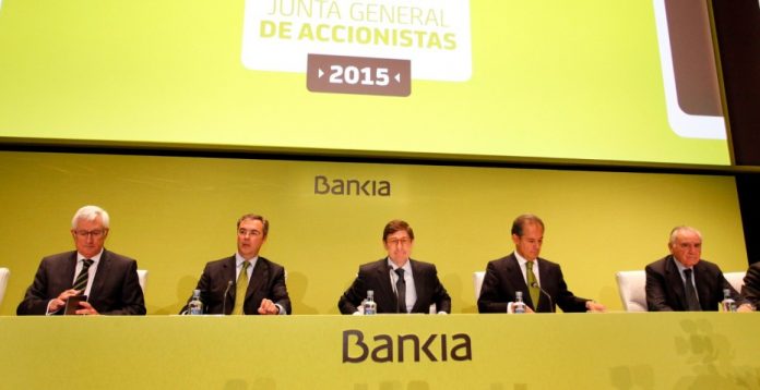 La cúpula de Bankia, durante la última Junta General de Accionistas.