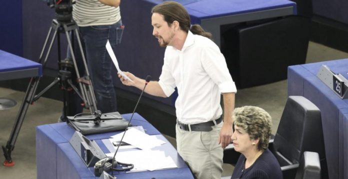 Pablo Iglesias, en una de sus intervenciones en el Parlamento Europeo.