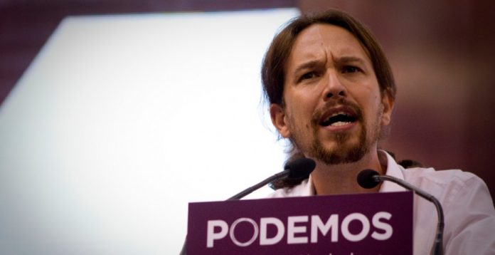 Iglesias, durante su intervención en la asamblea de Vistalegre hace justo un año