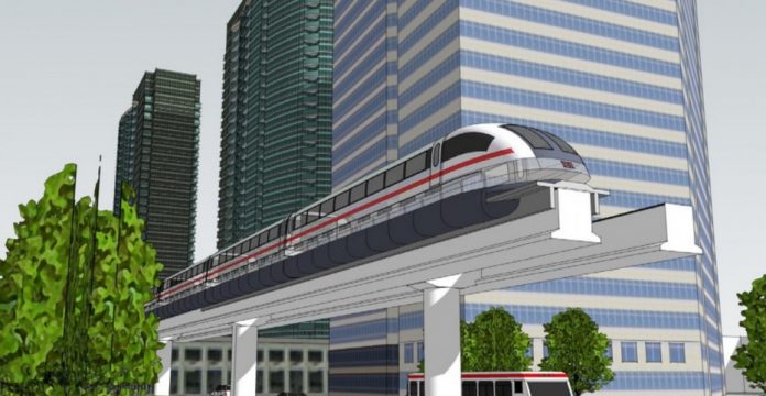 Diseño del tren de levitación magnética proyectado para Orlando.