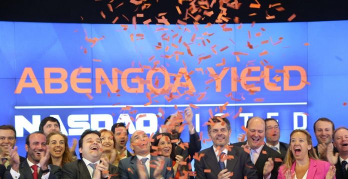 Directivos de la compañía durante la salida a bolsa de la filial Abengoa Yield en el Nasdaq estadounidense.