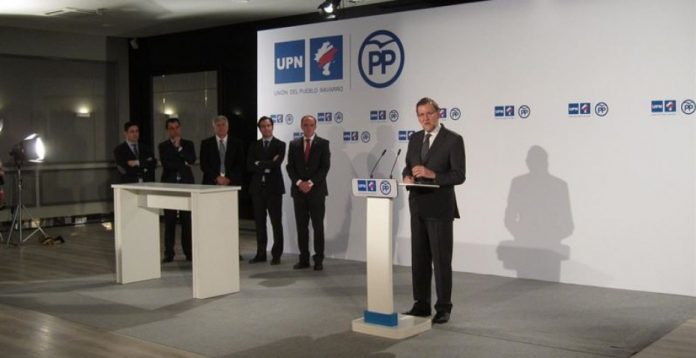 Rajoy durante la rueda de prensa en Pamplona