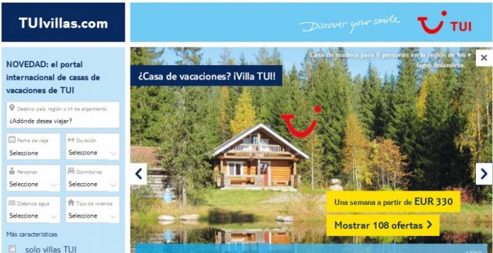 Imagen del nuevo portal de alquiler vacacional TUIVillas.com.